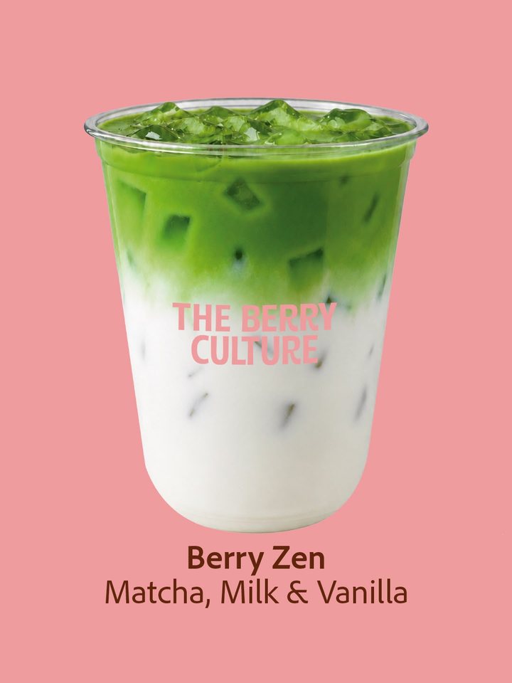 Berry Zen: matcha, milk and vanilla